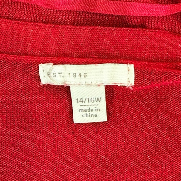 Cato Women's Plus Size 14/16 Red Open Front Lightweight Cardigan - Picture 3 of 5